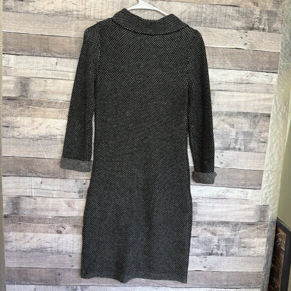 Boden Sweater Dress Womens 2R Black White Wool Cowl Neck Zip Office Work Knit - Picture 2 of 10